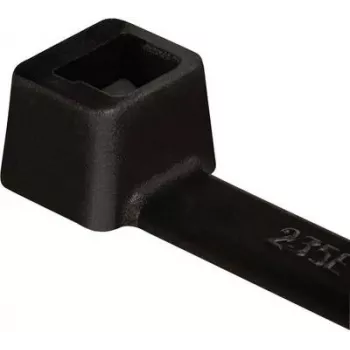 HellermannTyton T18R Cable Tie, Polyamide 6.6, Black, 100 mm Length, 2.5 mm Width, 1 mm Thickness, 22 mm Bundle Diameter, 80 N Tensile Strength, Pack of 100