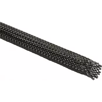 HellermannTyton Helagaine HEGPX30 Braided Sleeve, 30mm Nominal Diameter, 19-45mm Bundle, Polyester (PET), Black, -50 to 150°C, UL Compliant