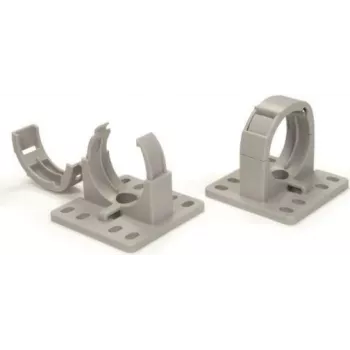HellermannTyton CTCC-IWS37-MB65-PA66/6HIRHS-GY 20 Corrugated Tube Clip, Grey, 37mm, Screw Mount, PA66, Pack of 20