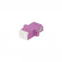 SYNERGY21 LC-LC Duplex Multimode OM4 Fiber Optic Coupler, Erika Violet, PVC, Flanged, with One-sided Laser Protection Shutter