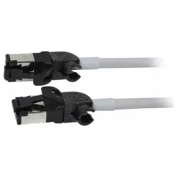 Synergy21 Patch Cable RJ45, CAT6A 500MHz, 0.5m, Grey, S/FTP, Slimline Round d=4.5mm, TPE/LSZH (Superflex), AWG28, with CAT7 Raw Connectors, Rotatable Connector