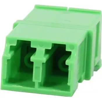 Synergy 21 S215678 LC/APC Fiber Optic Adapter Coupler Duplex Singlemode 9/125µm Ceramic PVC Flangeless Green with Laser Protection Shutter
