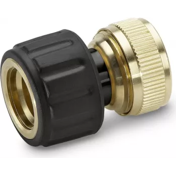 Kärcher Premium Line Hose Connector with Water Stop - 1/2 inch & 5/8 inch Compatible, Black/Yellow