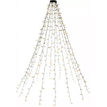 Goobay 400 LED Tree String Lights with Ring, 16 x 1.5 m, Warm White 2500 K, 8 Light Modes, Timer and Memory Function, 24 V DC External Transformer, IP44 for Indoor and Outdoor Use (60387)