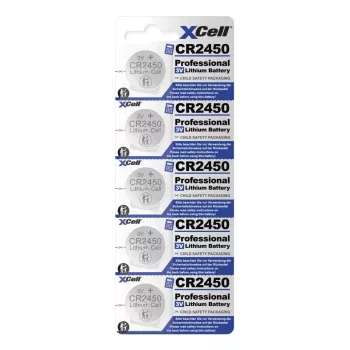 XCell CR2450 Lithium Button Cell Battery 3V 580mAh 5-Pack (145594)