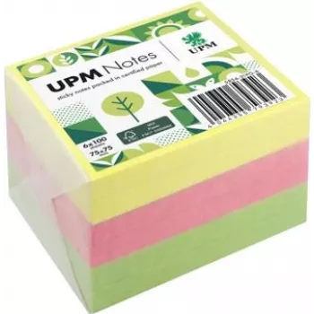 UPM Notes Brillant Sticky Notes 75x75mm 100 Sheets per Pad 6 Pads Assorted Colours
