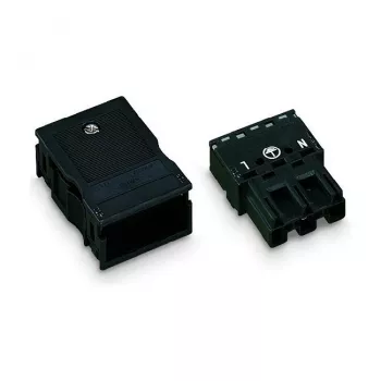 WAGO 770-113 Male Plug Connector, Straight, 2-Pole, 250 V, Black, WINSTA MINI