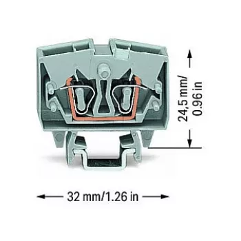 WAGO 264-701 Through Terminal Block, 6 mm², 800 V, Gray, CAGE CLAMP®