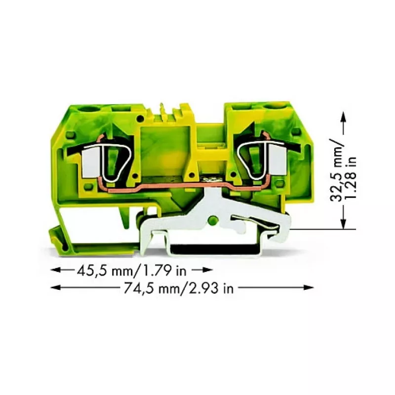 WAGO Ground Conductor Terminal Block Green-Yellow 0.2-6 mm² 282-907