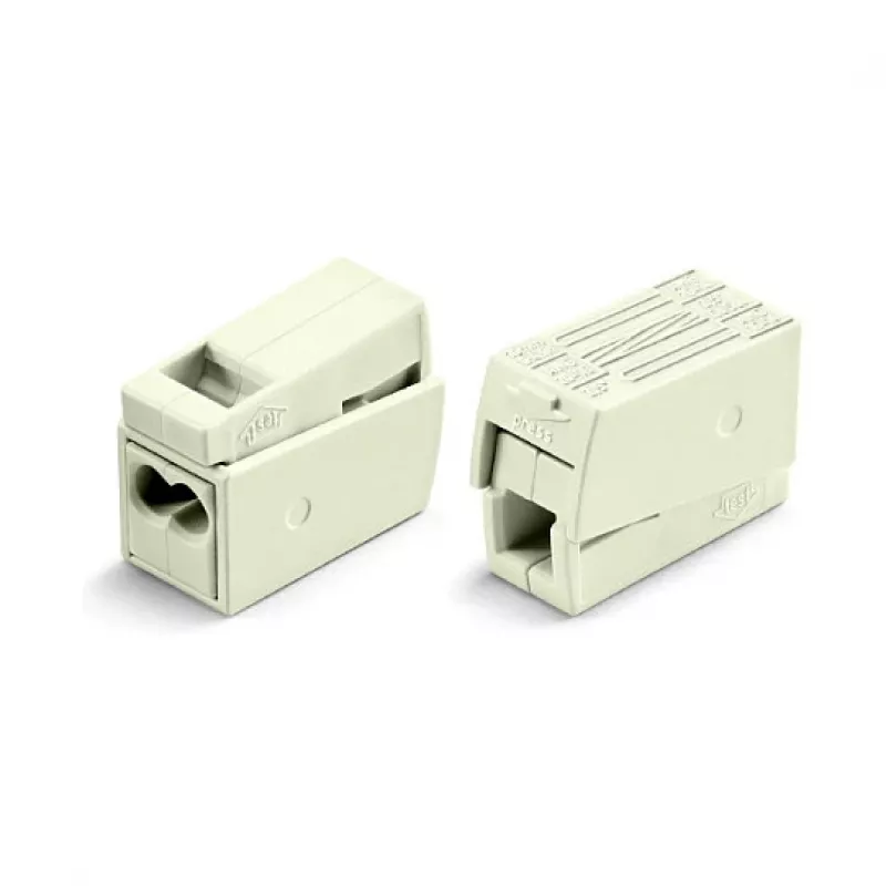 WAGO 224-112 2-Conductor Compact Splicing Connector, 400V, 24A, 1-2.5mm², Push-in, White/Transparent