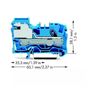 WAGO 2006-7114 TOPJOB S Feed-Through Terminal Block, 4-Conductor, 6 mm², Grey, DIN-Rail Mount