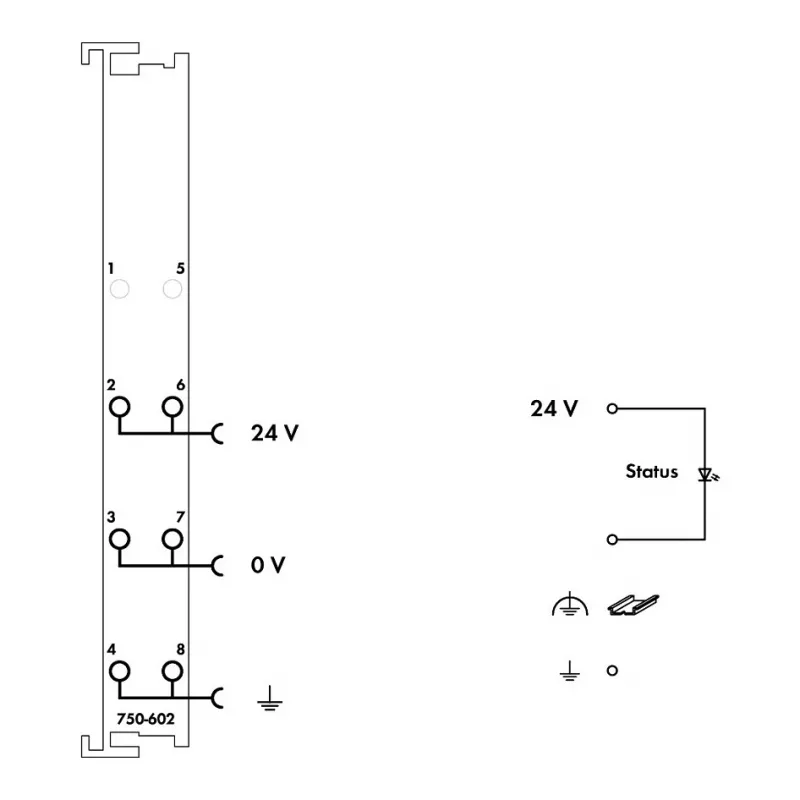 WAGO 750-602 System Power Supply Module, 24 VDC, 1.08 A, DIN-rail, Grey, CAGE CLAMP