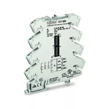 WAGO 857-800 Temperature Transducer / Signal Conditioner, Grey, -25 to 70 °C, 6 x 94 x 97.8 mm, 35.3 g