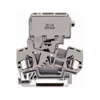WAGO 281-611 TOPJOB® S Through Terminal Block, 3 Connection Points, 6 mm², Gray, DIN-35 Rail