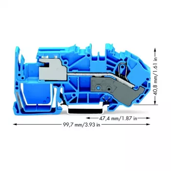 WAGO 2016-7714 TOPJOB S Through Terminal Block, 2-Conductor, Push-in, 1000V, 76A, Gray, 0.5-25 mm², DIN Rail