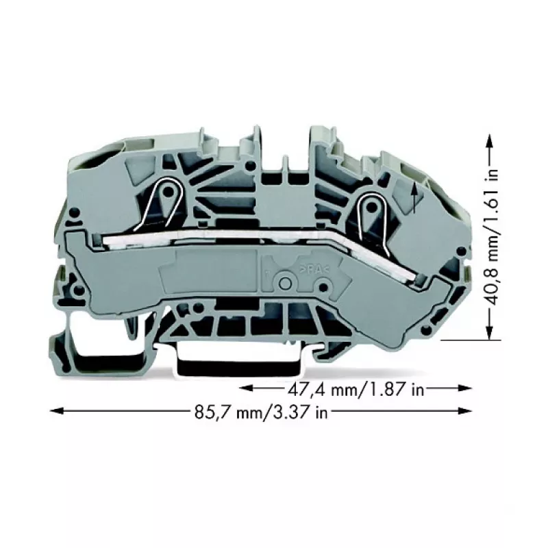 WAGO 2016-7601 Through Terminal Block, 2-Conductor, 16 mm², 800 V, Gray