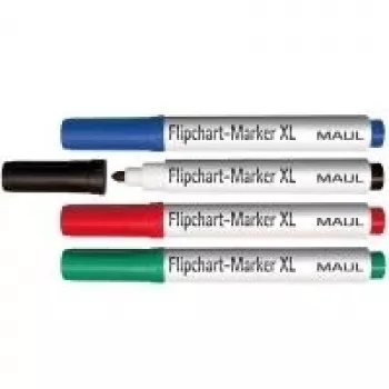 MAUL Flipchart Marker Set Round Tip 2.0-2.5mm 4-Pack Assorted Colours