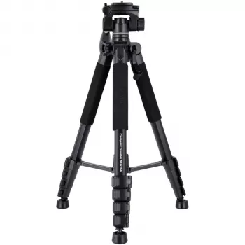 Rollei Compact Traveler Star S4 Travel Tripod, Aluminium, 3-Way Pan Head, Max Height 125 cm, Load 2 kg, Black