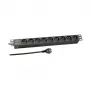 EFB Elektronik EK631FR.1 19-inch 1U Rack-mountable Power Strip, 9 x French/UTE Outlets, CEE 7/7 Plug, 1.8m Cable, 16A, 230V, Black