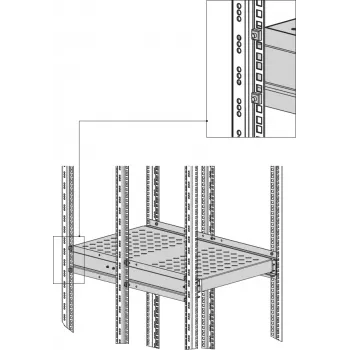EFB Elektronik Heavy-Duty Pull-Out Shelf 6 x Side Mounting 140 kg RAL7035