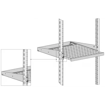 EFB Elektronik 19 inch 2U Sliding Shelf, 455 mm Depth, Front Mount, 20 kg Load Capacity, RAL 7035 Light Grey