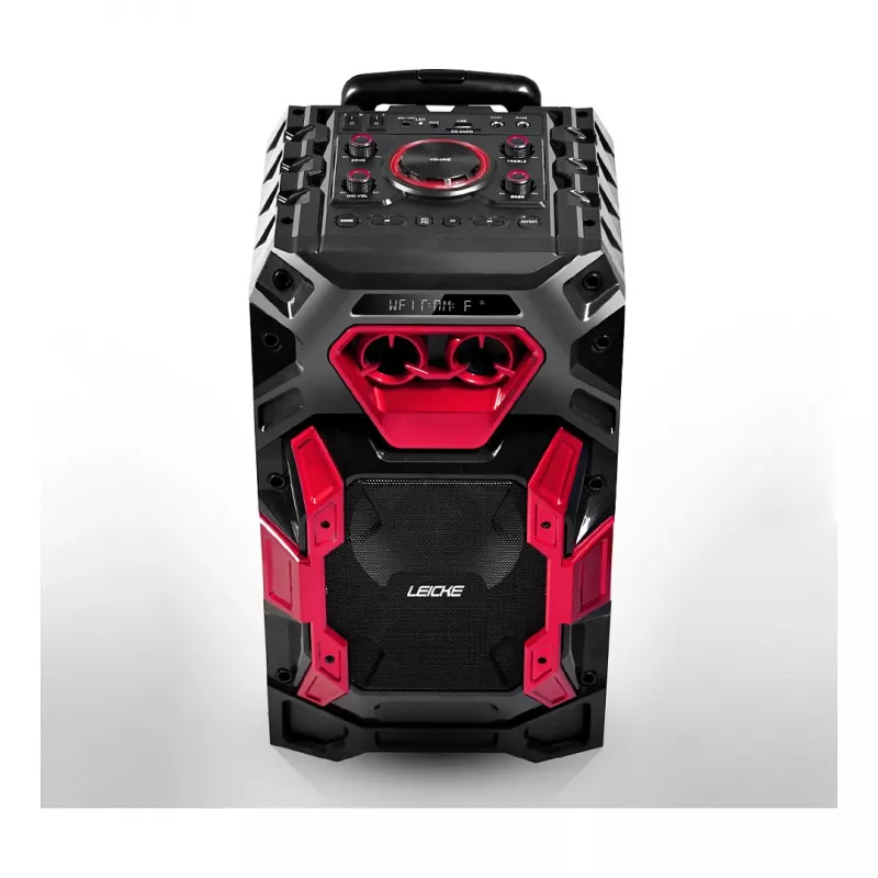 Leicke DJ ROXX TROLLEY PRO Portable PA Speaker System with Bluetooth, 100W RMS, 10 inch Woofer, LED Lights, Trolley, Microphone, Remote Control