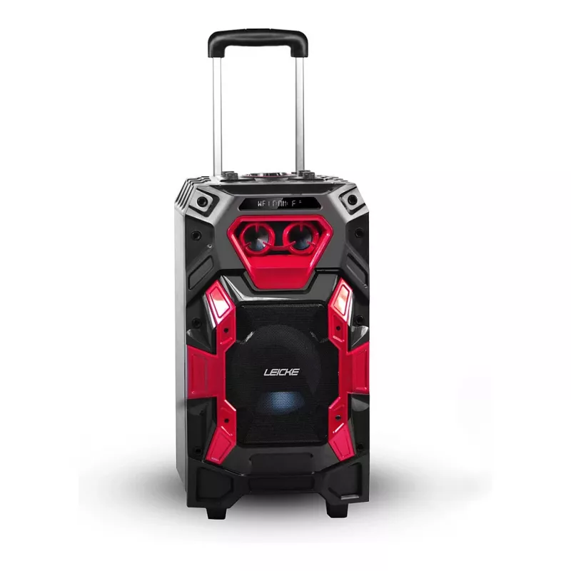 Leicke DJ ROXX TROLLEY PRO Portable PA Speaker System with Bluetooth, 100W RMS, 10 inch Woofer, LED Lights, Trolley, Microphone, Remote Control