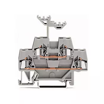 WAGO 280-519 2-Conductor Push-in CAGE CLAMP Terminal Block, 2.5 mm², Gray, DIN-Rail Mount