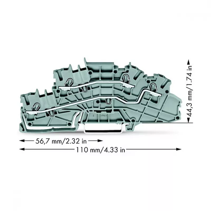 WAGO 2003-6642 Through Terminal Block, TOPJOB® S, 2-Conductor, 4 mm², Gray, 800 V, 24 A