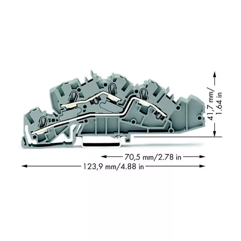 WAGO 2005-7642 Through Terminal Block, 4 mm², 32 A, 400 V, Gray, CAGE CLAMP