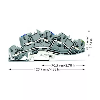WAGO 2005-7646 Through Terminal Block, 3-Conductor, 400V, 24A, 2.5mm², Gray