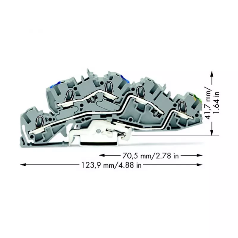 WAGO 2005-7646 Through Terminal Block, 3-Conductor, 400V, 24A, 2.5mm², Gray