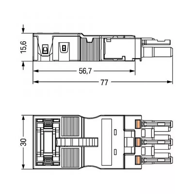 WAGO Female Connector 770-203/035-000 with Strain Relief Housing, Black