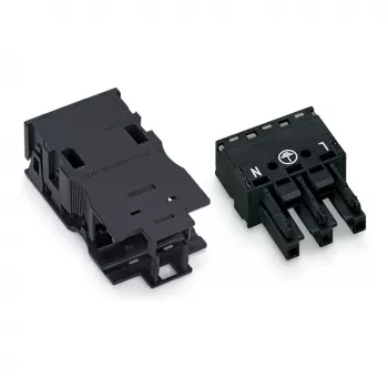 WAGO Female Connector 770-203/035-000 with Strain Relief Housing, Black