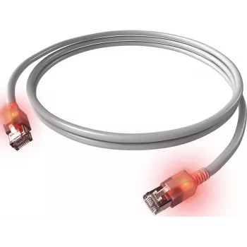 EasyLan DualBoot LED Patch Cable RJ45 S/FTP Cat.6A (Class EA) - with saCon Plug - LSOH - Gray - 7.5 m