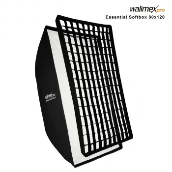 Walimex Pro Softbox Essential 80x120 cm Rectangular Softbox with Bowens Mount, Silver Interior, Diffusers, Carrying Bag