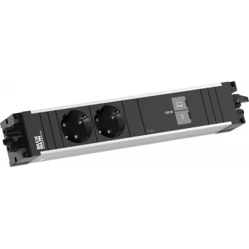 Bachmann STEP ALU Desk Power Unit 2x Schuko 1x USB-C 100W Aluminum