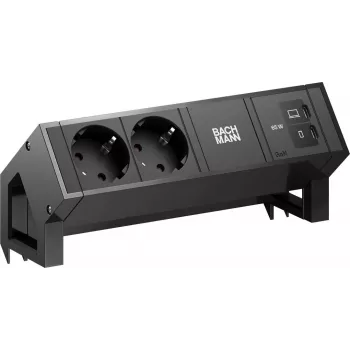 Bachmann DESK2 2x CEE7/3 1x USB-C 65W 0.2m RAL9005 Desk Power Module