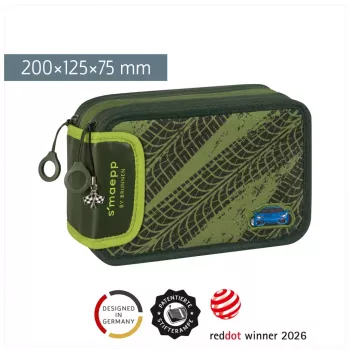 BRUNNEN Pre-filled Pencil Case s'maepp Fast Wheels Green/Light Green 33-Piece, 20.0 x 7.5 cm (1049121521)