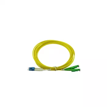 BlueOptics Duplex Fibre Optic Patch Cable, LC-UPC to E2000-APC, Single Mode OS2, 0.5m, Yellow