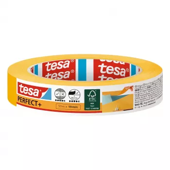 TESA Perfect+ Painter's Masking Tape Yellow 50m x 19mm 1 Roll