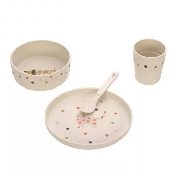 Lassig Little Mateys Children's Dinnerware Set, 4 Pieces (Plate, Bowl, Cup, Spoon), Spicy Orange