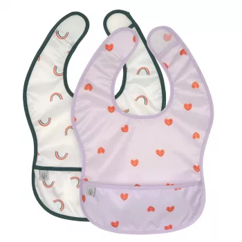 Lassig Waterproof Bib Set 6m+ Happy Rascals Heart Lavender