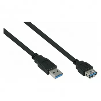 Kabelmeister Alcasa UK30P-ASA-010S USB 3.2 Gen 1 Extension Cable, USB-A Male to USB-A Female, 1 m, Black
