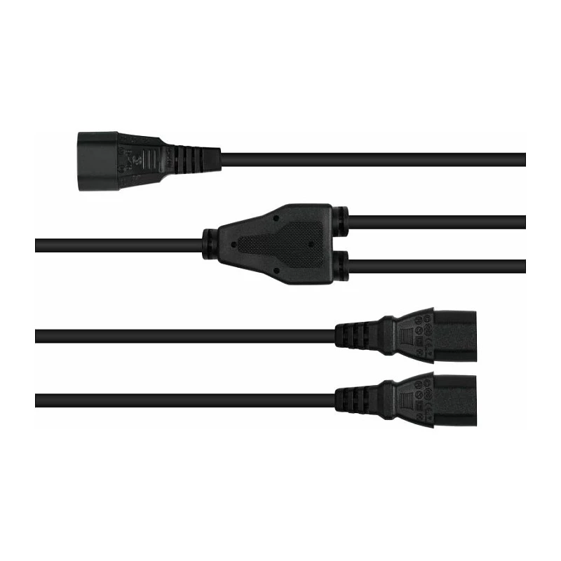 Kabelmeister Y Power Splitter Cable C14 to 2x C13, 0.2m, Black