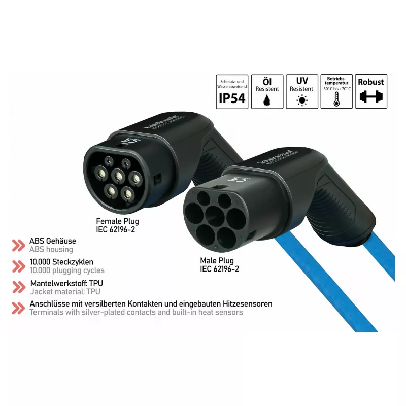 KABELMEISTER Mode 3 Type 2 EV Charging Cable 11 kW 16 A 3-Phase Coiled 5 m Black