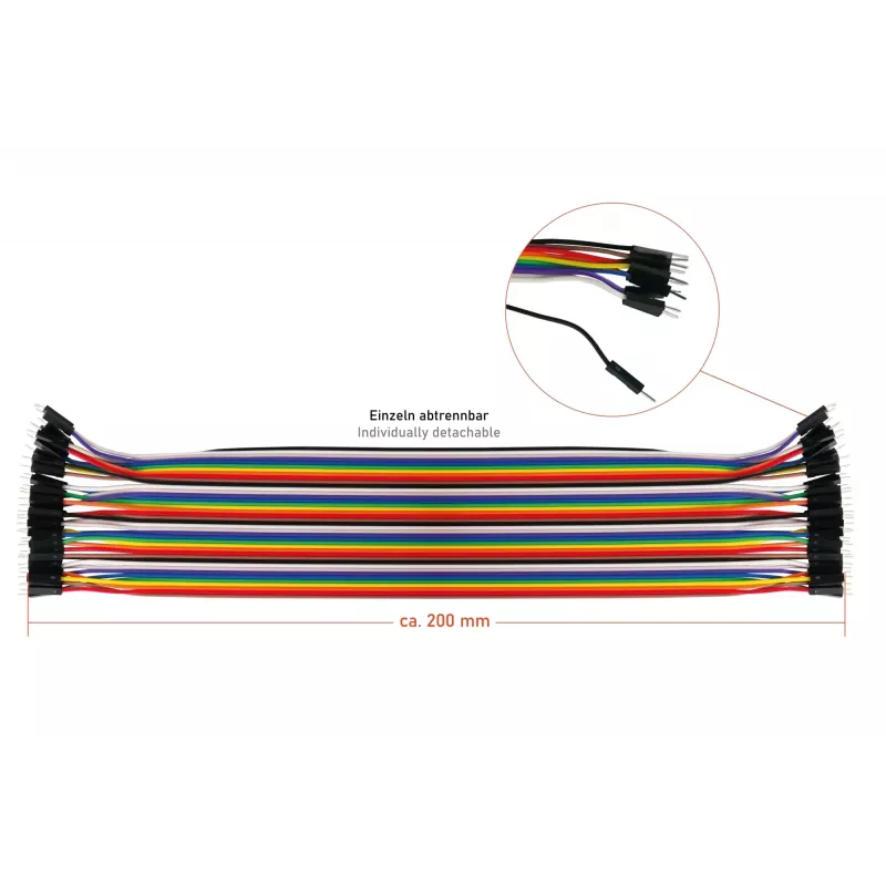 kabelmeister® Jumper Wire 40-Pin Separable Wires for Arduino, Raspberry Pi etc., Male to Male