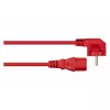 Kabelmeister Power Cord Schuko Plug Type E+F (90° Angled) to IEC C13, Red, 0.75 m