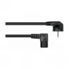 kabelmeister Power Cord Schuko Plug Type E+F (90° Angled) to C15 Hot Appliance Connector (Right-angled), 1.8m, Black