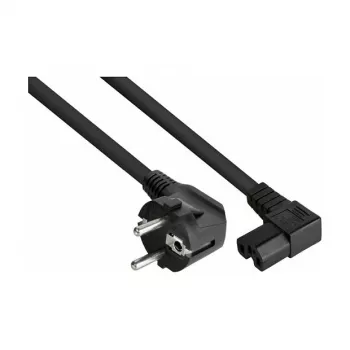kabelmeister Power Cord Schuko Plug Type E+F (90° Angled) to C15 Hot Appliance Connector (Right-angled), 1.8m, Black